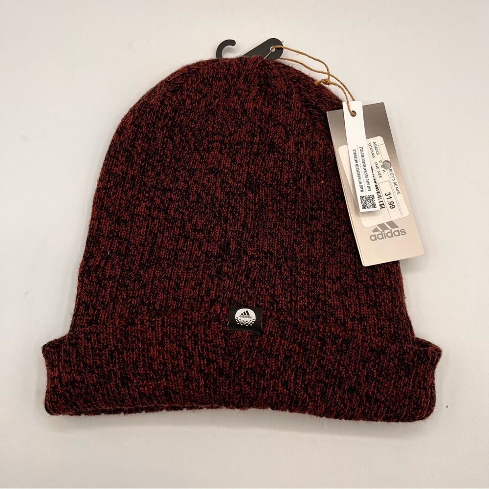 Adidas Golf Beanie Mens‎ PAR 3 Insulated Lining Patch Burgundy Red NWT Hat Warm